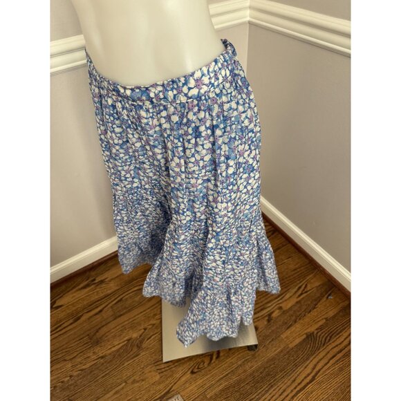 Xirena Iris Silk Cotton Floral Midi Skirt in Blue Bell Size Small - Picture 4 of 5